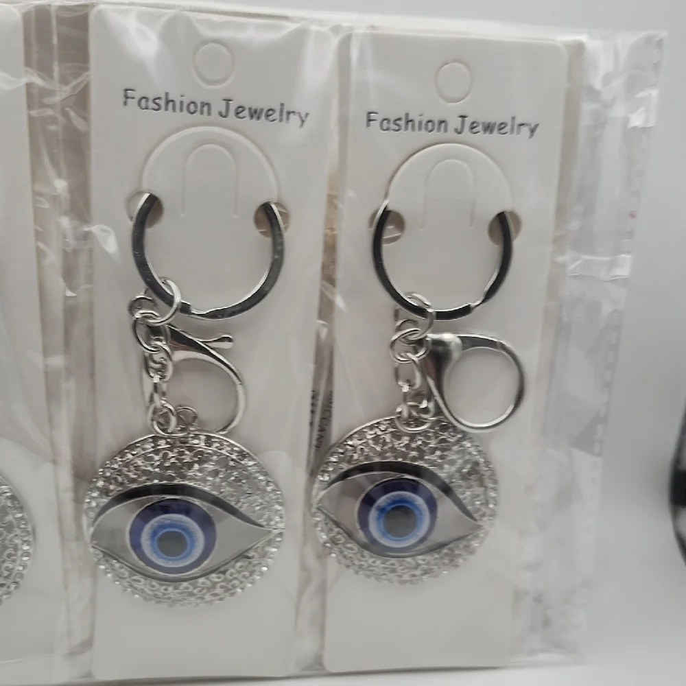 Gold and Blue Evil Eye Keychain